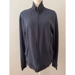 Ben Sherman Knit Zip-Up Mock Neck Jacket in Blue Size Large Preppy Classic